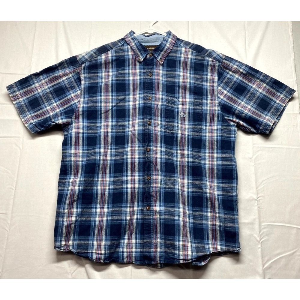 Bit & Bridle Shirt Mens XL Multicolor Plaid Collared Short Sleeve Button Down
